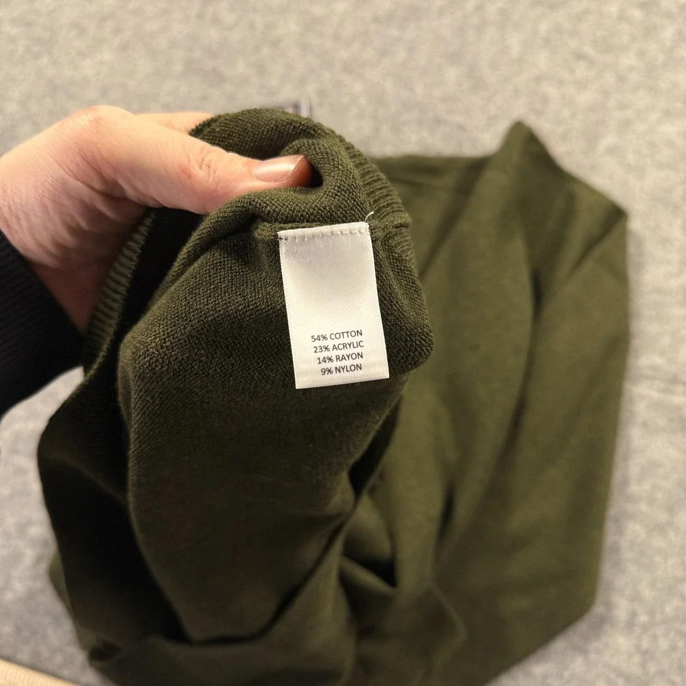 Roundtree & Yorke Sweater Mens‎ Medium Olive Green 1/4 Zip Mock Neck Pullover